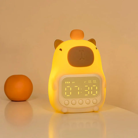 Cute Rechargeable Kids Alarm Clock, Night Light, Ringtone, Snooze, Always-on Display, Table Clock, Musical Alarm Clock, LED Clock