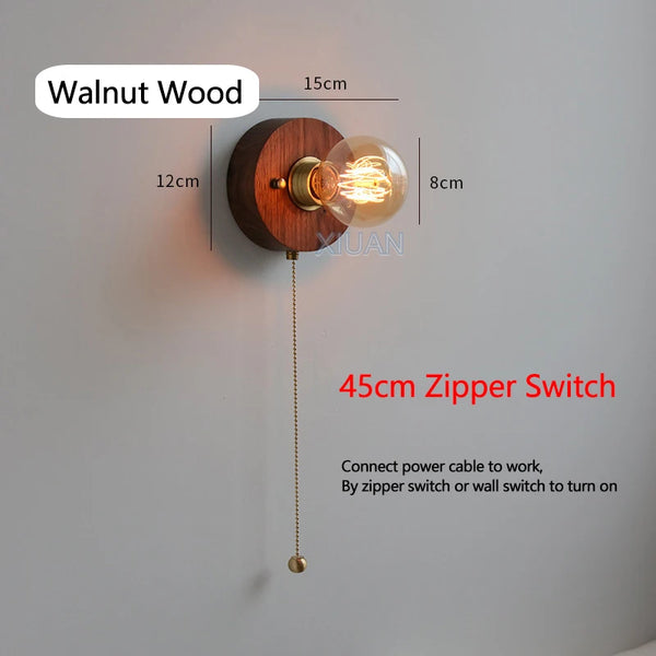 Wabi Sabi round wooden wall lamps