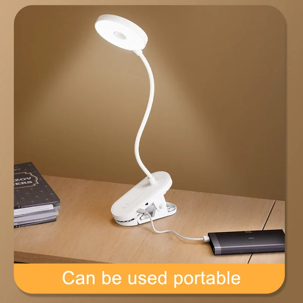 Portable LED table lamp with clip