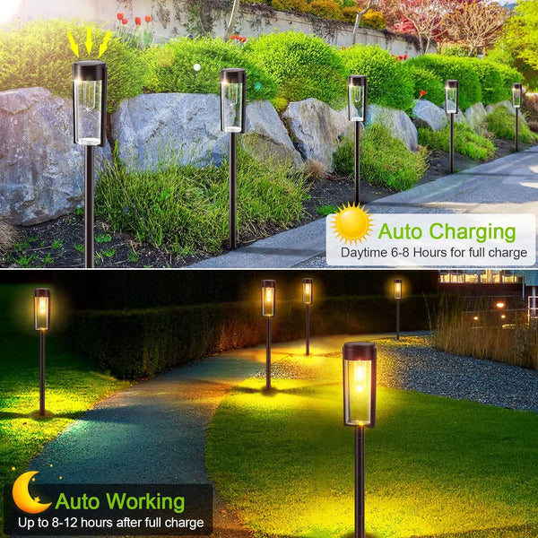 6/12-Pack Upgraded Solar Pathway Lights – Auto On/Off Outdoor Landscape Lighting