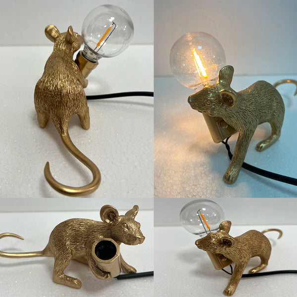 Modern resin LED table lamp with mouse animal