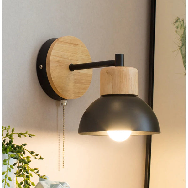 Nordic wooden LED wall lamp