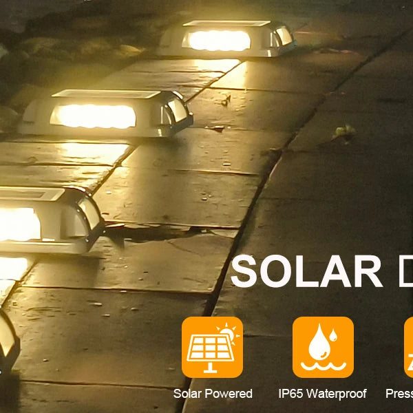 8PCS Solar Underground Deck Lights – IP65 Waterproof LED Spotlights for Garden, Lawn & Street Decor