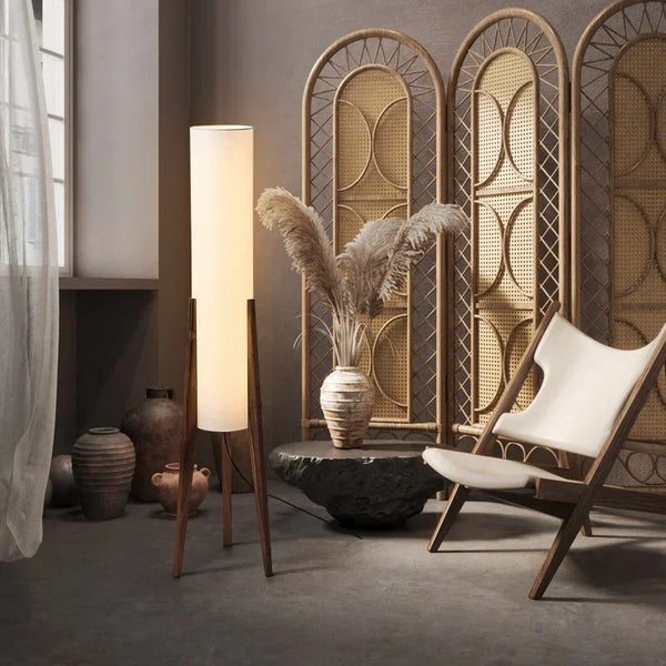 Japanese retro solid wood Wabi-sabi floor lamp