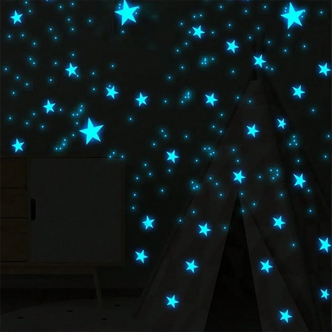 100 pieces of luminous moon and stars wall stickers