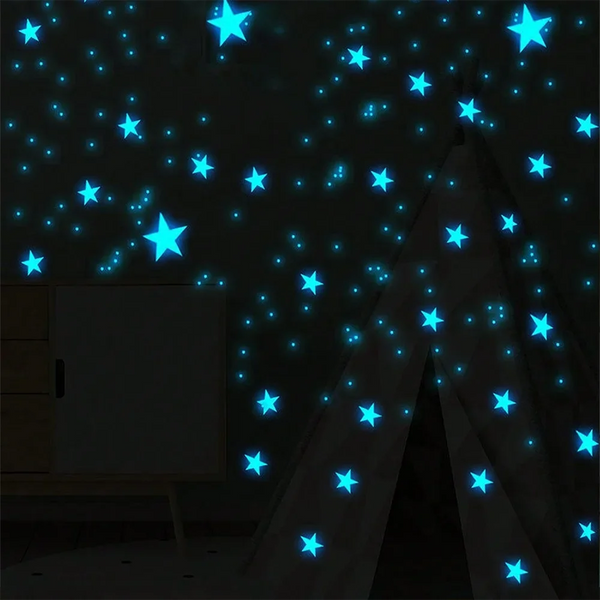100 pieces of luminous moon and stars wall stickers
