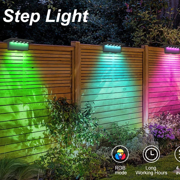 RGB LED Solar Step Lights (2/4PCS) – Waterproof & Anti-Theft | Super Bright Outdoor Stair Lighting