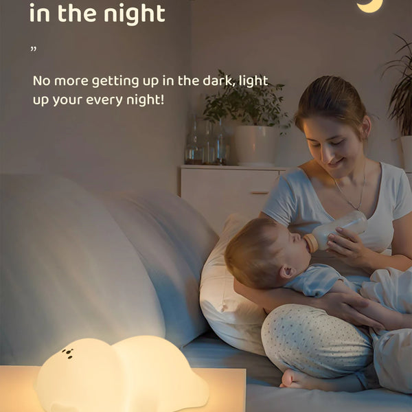 Cute silicone lamp in the shape of a lying bear