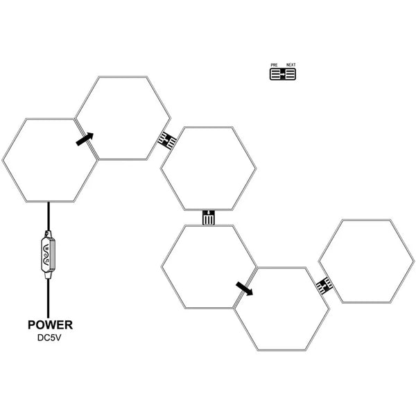 Lâmpada Quântica LED RGB WIFI Hexágono Luz Noturna LED