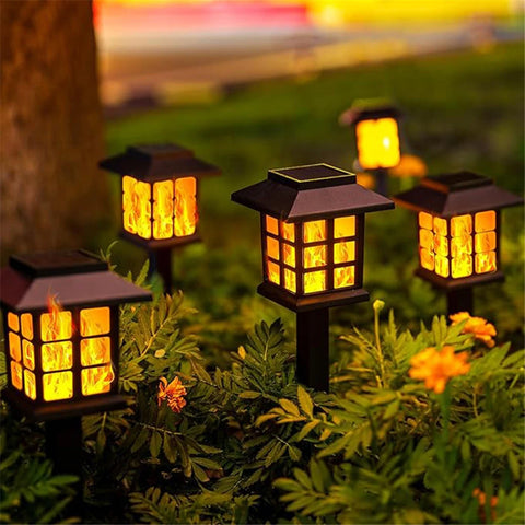 2/4PCS Solar Flame Torch Lights – 10 LEDs Flickering Outdoor Lamps for Garden, Path, Patio & Halloween Decor