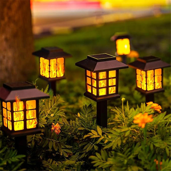 2/4PCS Solar Flame Torch Lights – 10 LEDs Flickering Outdoor Lamps for Garden, Path, Patio & Halloween Decor