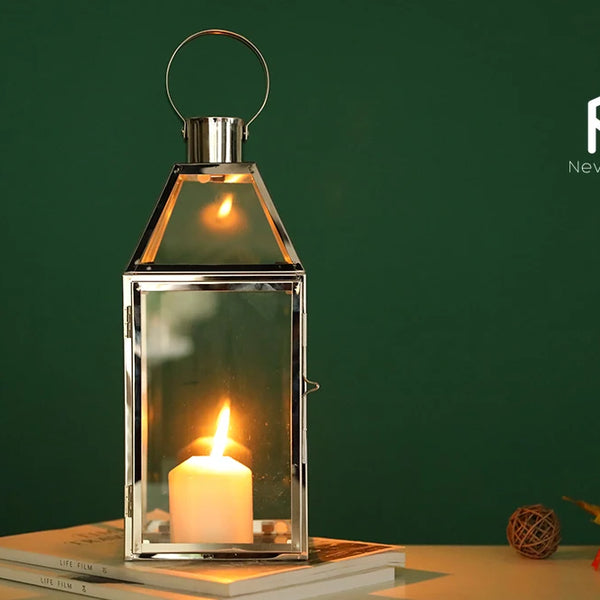 European Stainless Steel Glass Candle Holder Silver Xmas Decor Table Candle Stick Romantic Wedding Bar Party Home Decorations