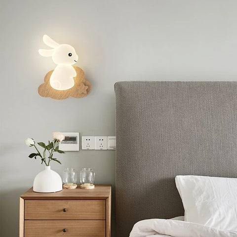 Nordic solid wood rabbit style wall lamps