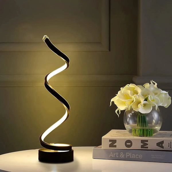 Modern spiral LED table lamps with dimmer