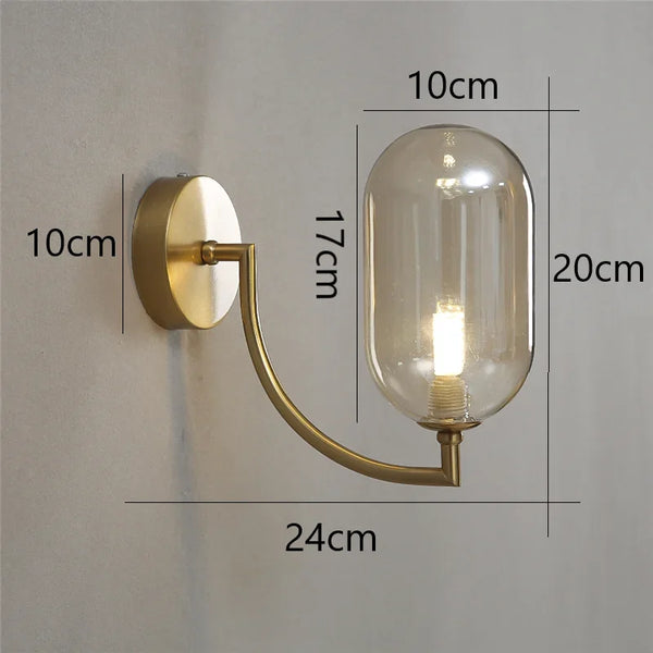 Modern Nordic minimalist cognac glass wall lights