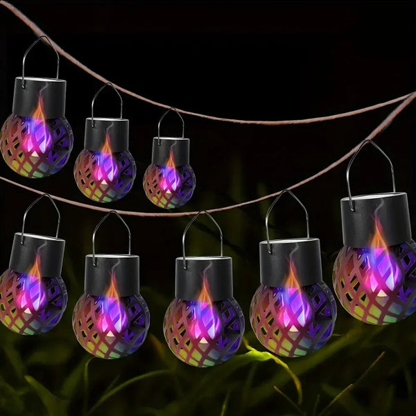 Solar Hanging Flame Lights – Flickering LED Lanterns for Outdoor Decor