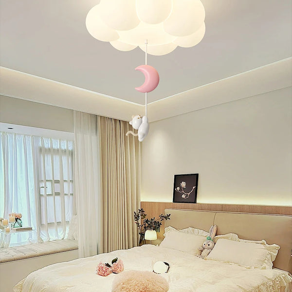 LED ceiling light with star and cloud pendant