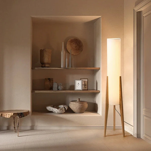 Japanese retro solid wood Wabi-sabi floor lamp