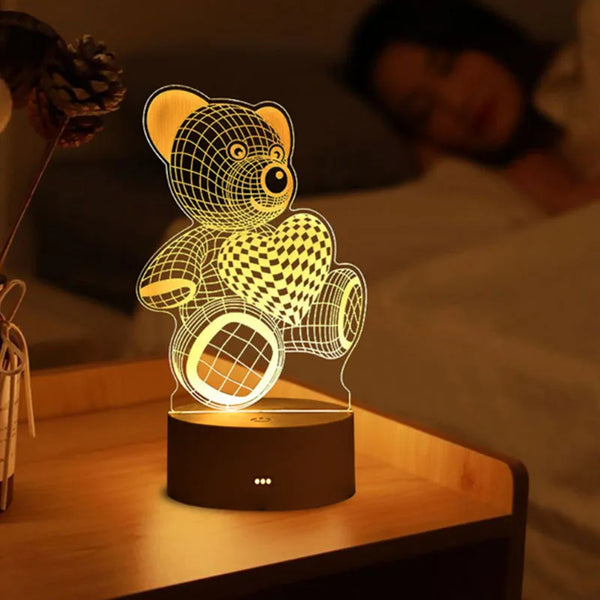 3D Acrylic LED Table Lamp, Bedside Lamp