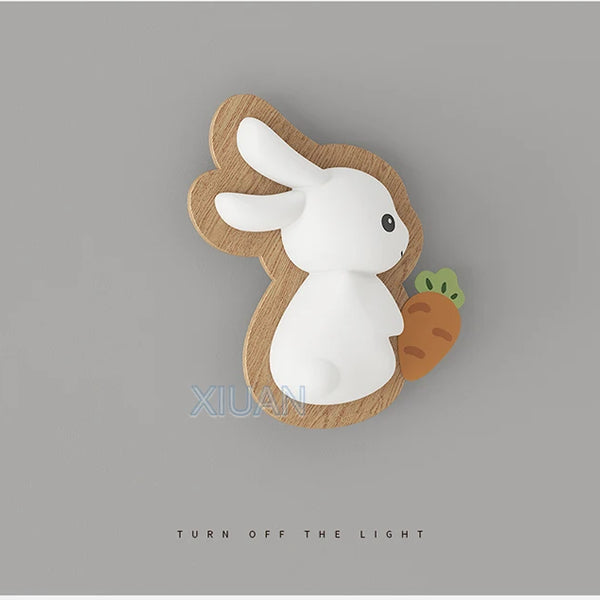 Nordic solid wood rabbit style wall lamps