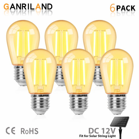 6-Pack S14 LED Edison Bulbs – 2W 12V DC, E27, Vintage Low Voltage