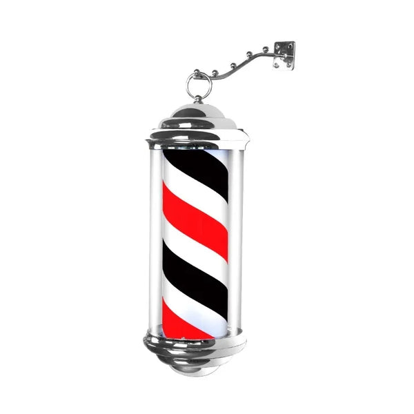 Mini wall light for hair salon, barber shop pole with elegant design and black structure.